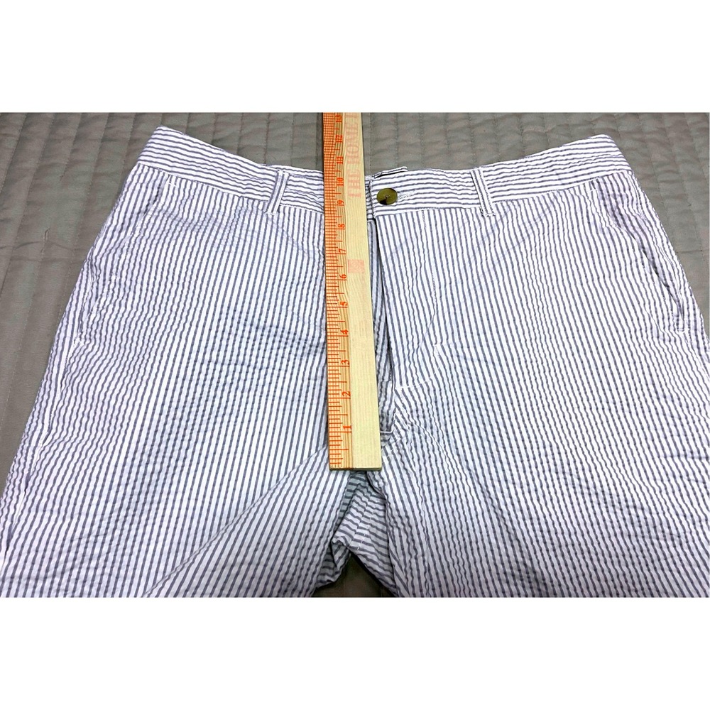 Ben Sherman Mens Seersucker Chino Shorts Blue and White Striped Cotton Size 34W - Picture 6 of 10